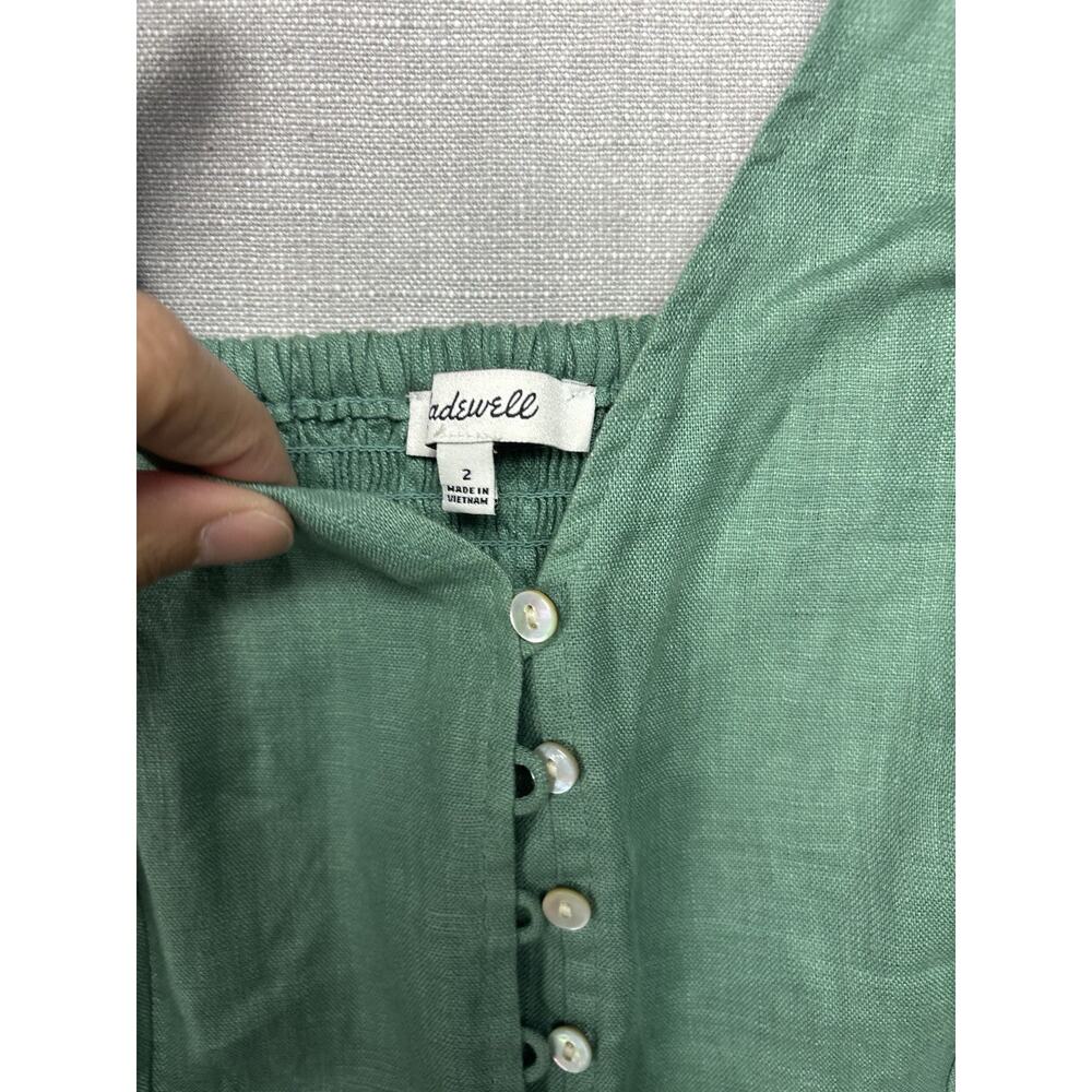 Madewell Linen Gwen Crop Vest Top Green Size 2 - Picture 3 of 8